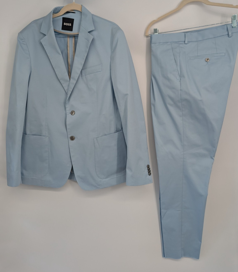Boss Hugo Boss Italian Slim Fit Cotton Sport Blazer Pants Set 40R Light Blue